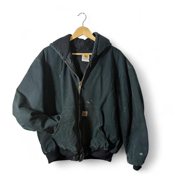 Carhartt J140 Black Jacket Men's XL Regular - USA Made - Distressed Workwear